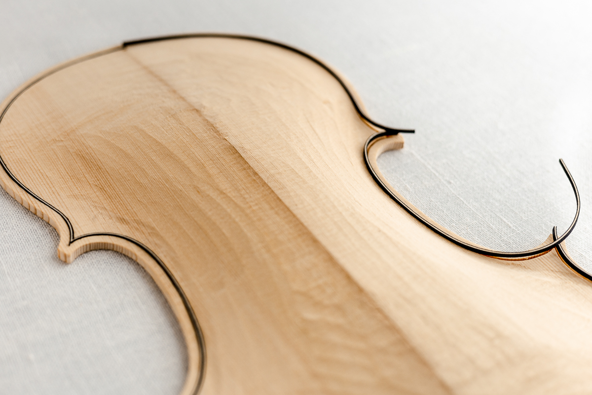 upper view on a partially processed Violin plate